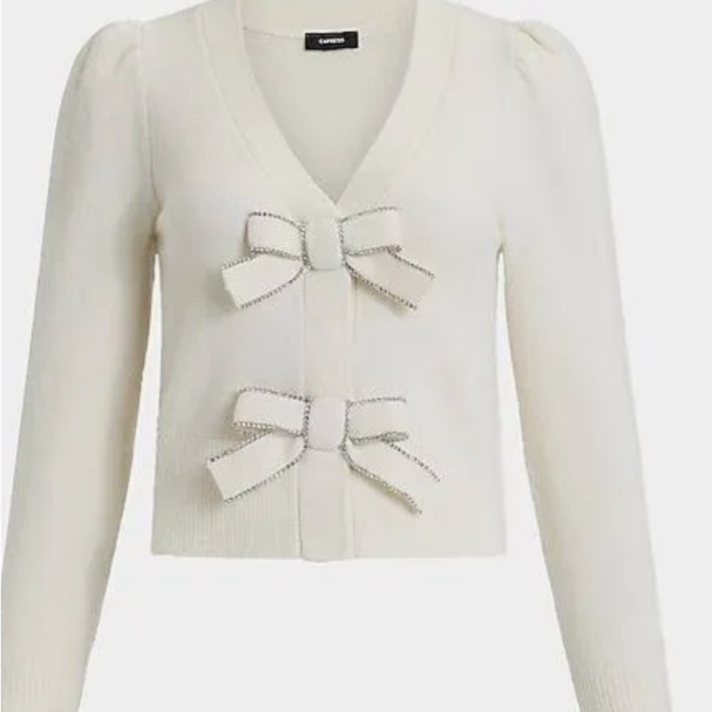 Chicwish Cream Sweater with Bow Accents